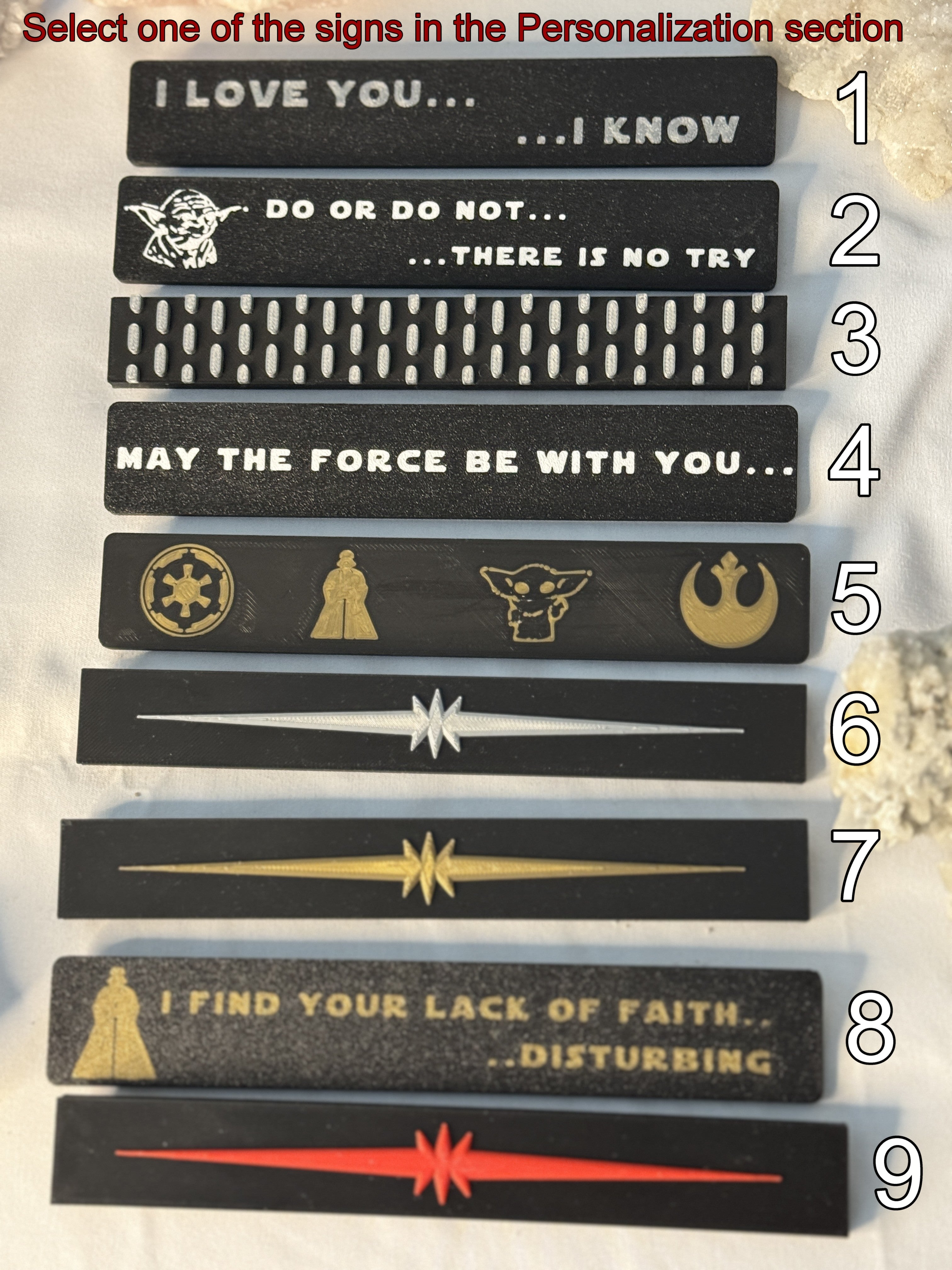 Lightsaber Display Stand with Kyber Crystal Holders and LED lighting